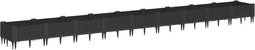 vidaXL - Plantenbak - met - pinnen - 362,5x42,5x28,5 - cm - polypropeen - zwart