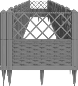 vidaXL - Plantenbak - met - pinnen - 363,5x43,5x43,5 - cm - polypropeen - lichtgrijs