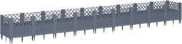 vidaXL - Plantenbak - met - pinnen - 363,5x43,5x43,5 - cm - polypropeen - grijs