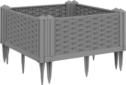 vidaXL - Plantenbak - met - pinnen - 42,5x42,5x28,5 - cm - polypropeen - lichtgrijs