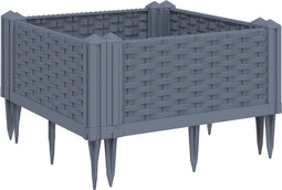 vidaXL - Plantenbak - met - pinnen - 42,5x42,5x28,5 - cm - polypropeen - grijs