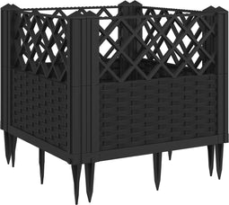vidaXL - Plantenbak - met - pinnen - 43,5x43,5x43,5 - cm - polypropeen - zwart