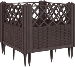 vidaXL - Plantenbak - met - pinnen - 43,5x43,5x43,5 - cm - polypropeen - bruin