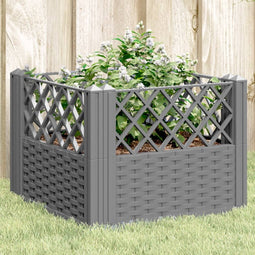 vidaXL - Plantenbak - met - pinnen - 43,5x43,5x43,5 - cm - polypropeen - lichtgrijs