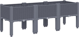 vidaXL - Plantenbak - met - poten - 120x40x42 - cm - polypropeen - grijs