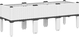 vidaXL - Plantenbak - met - poten - 120x40x42 - cm - polypropeen - wit