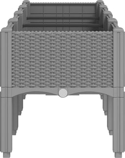 vidaXL - Plantenbak - met - poten - 160x40x42 - cm - polypropeen - lichtgrijs