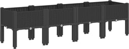 vidaXL - Plantenbak - met - poten - 160x40x42 - cm - polypropeen - zwart