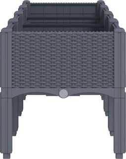 vidaXL - Plantenbak - met - poten - 160x40x42 - cm - polypropeen - grijs