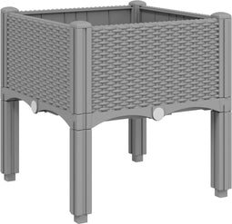 vidaXL - Plantenbak - met - poten - 40x40x42 - cm - polypropeen - lichtgrijs