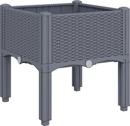 vidaXL - Plantenbak - met - poten - 40x40x42 - cm - polypropeen - grijs