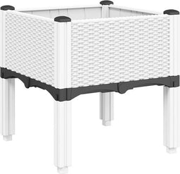 vidaXL - Plantenbak - met - poten - 40x40x42 - cm - polypropeen - wit