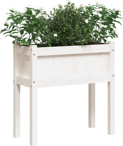 vidaXL - Plantenbak - met - poten - 70x31x70 - cm - massief - grenenhout - wit