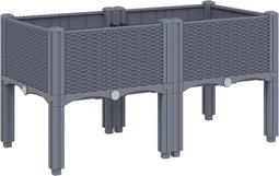 vidaXL - Plantenbak - met - poten - 80x40x42 - cm - polypropeen - grijs