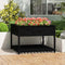 vidaXL - Plantenbak - met - schap - 111,5x111,5x81 - cm - massief - grenenhout - zwart