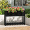 vidaXL - Plantenbak - met - schap - 111,5x34,5x81 - cm - massief - grenenhout - zwart