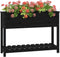 vidaXL - Plantenbak - met - schap - 111,5x34,5x81 - cm - massief - grenenhout - zwart