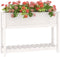 vidaXL - Plantenbak - met - schap - 111,5x34,5x81 - cm - massief - grenenhout - wit