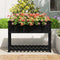 vidaXL - Plantenbak - met - schap - 111,5x54x81 - cm - massief - grenenhout - zwart