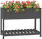 vidaXL - Plantenbak - met - schap - 111,5x54x81 - cm - massief - grenenhout - grijs