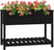 vidaXL - Plantenbak - met - schap - 111,5x54x81 - cm - massief - grenenhout - zwart