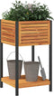 vidaXL - Plantenbak - met - schap - 45x45x80 - cm - massief - acaciahout - en - staal