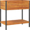 vidaXL - Plantenbak - met - schap - 45x45x80 - cm - massief - acaciahout - en - staal