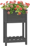 vidaXL - Plantenbak - met - schap - 54x34,5x81 - cm - massief - grenenhout - grijs