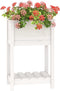 vidaXL - Plantenbak - met - schap - 54x34,5x81 - cm - massief - grenenhout - wit