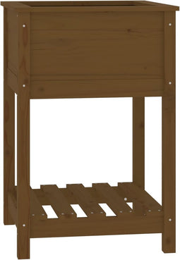 vidaXL - Plantenbak - met - schap - 54x54x81 - cm - grenenhout - honingbruin