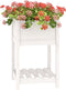 vidaXL - Plantenbak - met - schap - 54x54x81 - cm - massief - grenenhout - wit