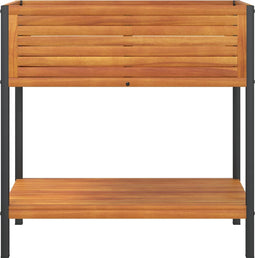 vidaXL - Plantenbak - met - schap - 80x45x80 - cm - massief - acaciahout - en - staal