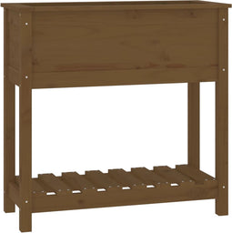 vidaXL - Plantenbak - met - schap - 82,5x34,5x81 - cm - grenenhout - honingbruin