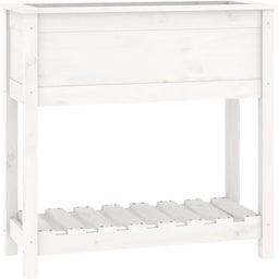 vidaXL - Plantenbak - met - schap - 82,5x34,5x81 - cm - massief - grenenhout - wit