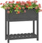 vidaXL - Plantenbak - met - schap - 82,5x34,5x81 - cm - massief - grenenhout - grijs