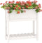 vidaXL - Plantenbak - met - schap - 82,5x34,5x81 - cm - massief - grenenhout - wit