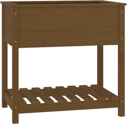 vidaXL - Plantenbak - met - schap - 82,5x54x81 - cm - grenenhout - honingbruin