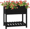 vidaXL - Plantenbak - met - schap - 82,5x54x81 - cm - massief - grenenhout - zwart