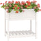 vidaXL - Plantenbak - met - schap - 82,5x54x81 - cm - massief - grenenhout - wit