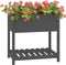 vidaXL - Plantenbak - met - schap - 82,5x54x81 - cm - massief - grenenhout - grijs