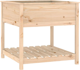 vidaXL - Plantenbak - met - schap - 82,5x82,5x81 - cm - massief - grenenhout