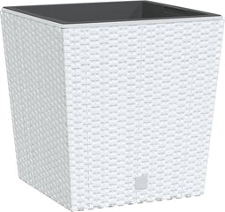 vidaXL - Plantenbak - met - uitneembare - bak - rattan-look - 21/32 - L - PP - wit