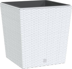 vidaXL - Plantenbak - met - uitneembare - bak - rattan-look - 37/64 - L - PP - wit