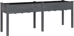 vidaXL - Plantenbak - met - voering - 203x53x76 - cm - massief - vurenhout - grijs