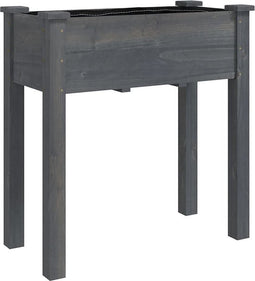 vidaXL - Plantenbak - met - voering - 71x37x76 - cm - massief - vurenhout - grijs