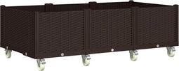 vidaXL - Plantenbak - met - wielen - 150x80x54 - cm - polypropeen - bruin
