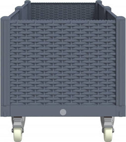 vidaXL - Plantenbak - met - wielen - 160x50x54 - cm - polypropeen - grijs