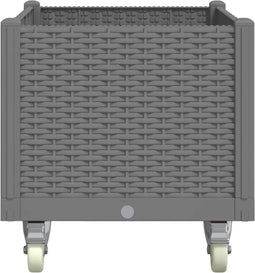 vidaXL - Plantenbak - met - wielen - 80x50x54 - cm - polypropeen - lichtgrijs