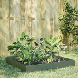 vidaXL - Plantenbak - verhoogd - 100x100x26 - cm - staal - olijfgroen