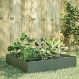 vidaXL - Plantenbak - verhoogd - 100x100x33,5 - cm - staal - olijfgroen